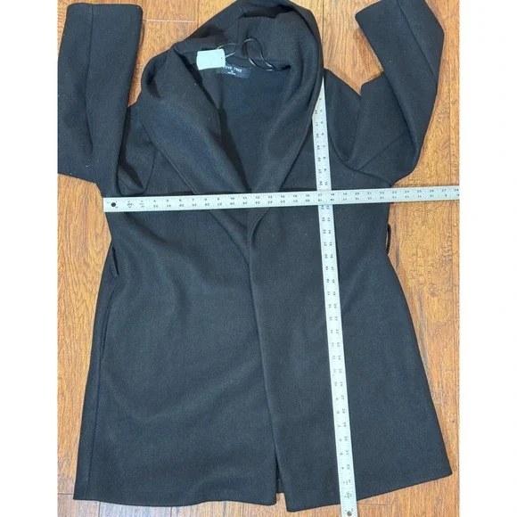 Love Tree Black Fleece Hooded Wrap Coat Women's Plus 3X - BELT MISSING - Picture 6 of 8